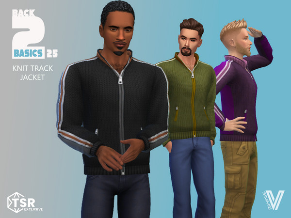 Sims 4 — B2B Knit Track Top by SimmieV — The epitome of athleisure. This track top features knitted front panels.
