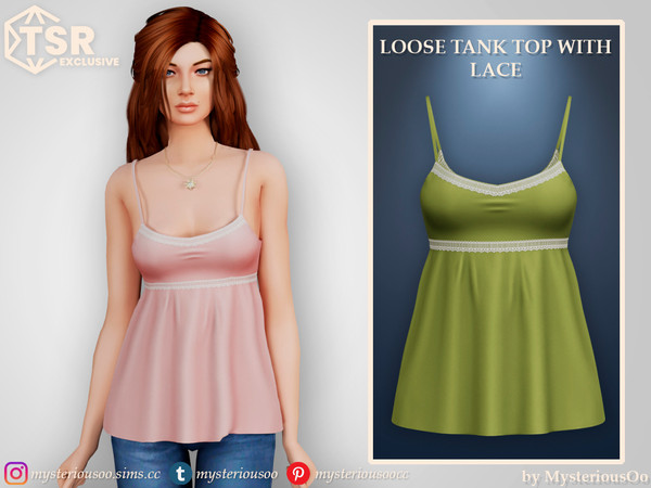 Sims 4 — Loose tank top with lace by MysteriousOo — Loose tank top with lace in 9 colors