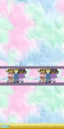 Sims 2 — Cabbage Patch Kids - Individual Item by Lorah — Pink, blue, mint wallpaper with Cabbage Patches for your Sims