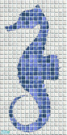 Sims 2 — Seahorse Bathroom -Seahorse by Cloisonne — Seahorse Mosaic tile