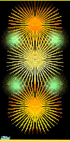 Sims 2 — sunbursts by skinflin — black wall with yellow moulding and multi yellow bursts..tsraa