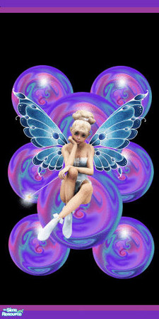 Sims 2 — pixy orbs by skinflin — black wall silver moulding and violet shades of purple/blue orbs and blue pixy...tsraa