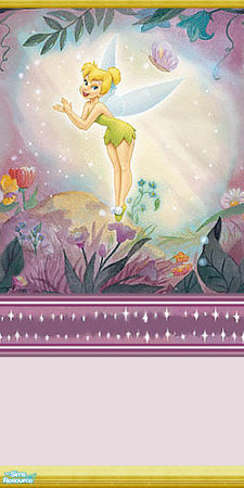 Sims 2 — Disney's Tinkerbell - Individual Item by Lorah — Sweet little Tinkerbell wallpaper...purple star border...