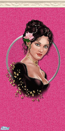 Sims 2 — deep rose set - Individual Item by skinflin — deep rose textured wall cream moulding and beautifull woman head