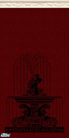 Sims 2 — roman set - Individual Item by skinflin — deep red wall with water fountain print