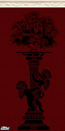 Sims 2 — roman set - Individual Item by skinflin — deep red wall with angelstand flower print