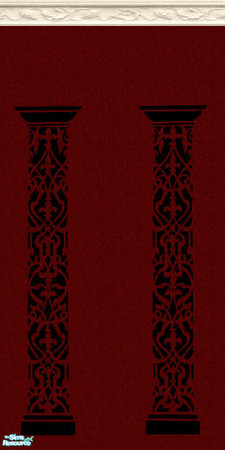 Sims 2 — roman set - Individual Item by skinflin — deep red wall with colunm print