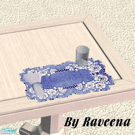 Sims 2 — Elegant Lace Placemat - 9 by Raveena — Decorative lace placemat that doesn't just waste table space. Sims will