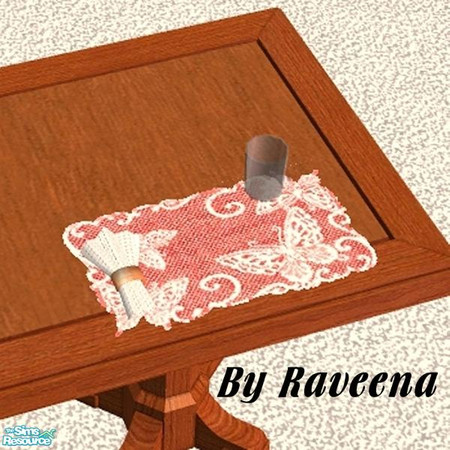 Sims 2 — Elegant Lace Placemat - 4 by Raveena — Decorative lace placemat that doesn't just waste table space. Sims will