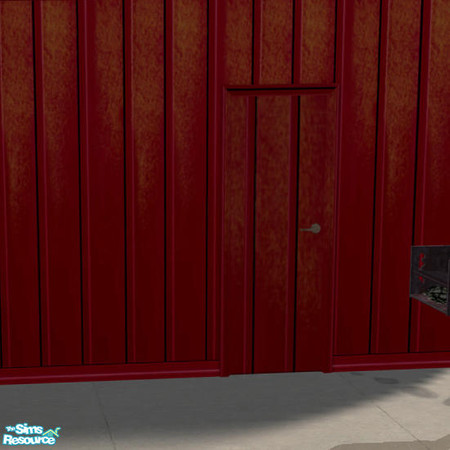 Sims 2 — Red Aluminum Door by DOT — Red Aluminum Door Red Aluminum Stained and Rusted
