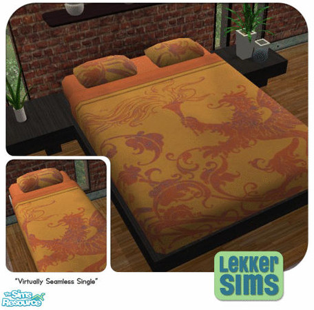 Sims 2 — Lekker Ornate Lion Bedding - Orange by Lekker Sims — By Lekker Sims. Based on artwork available on a variety of