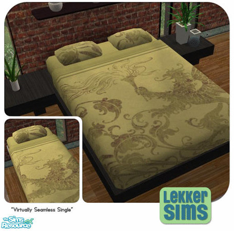 Sims 2 — Lekker Ornate Lion Bedding - Olive by Lekker Sims — By Lekker Sims. Based on artwork available on a variety of
