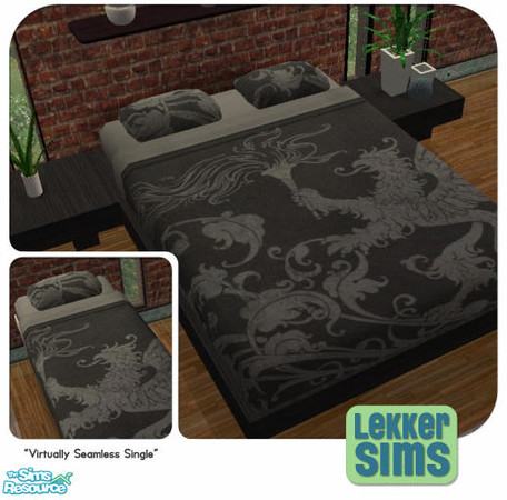 Sims 2 — Lekker Ornate Lion Bedding - Black by Lekker Sims — By Lekker Sims. Based on artwork available on a variety of