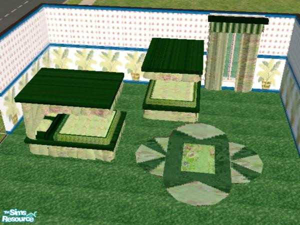 Sims 2 — Ruffled Bedroom - Apple Green - Bed by ead425 — 