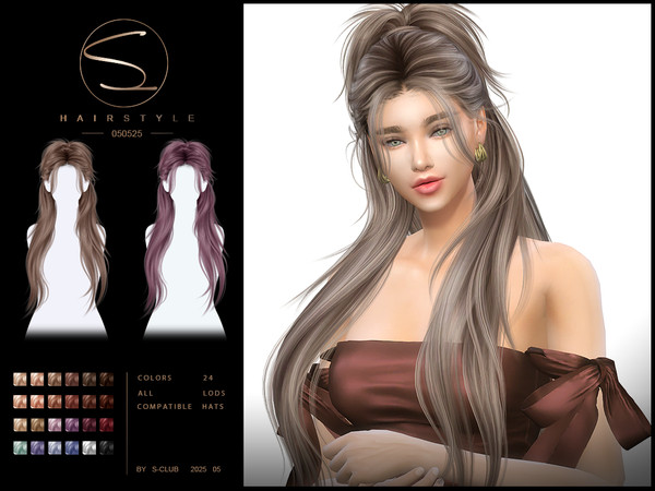 Sims 4 — S-Club_050525_Ponytail hairstyle by S-Club — Ponytail hairstyle hope you like, thank you.