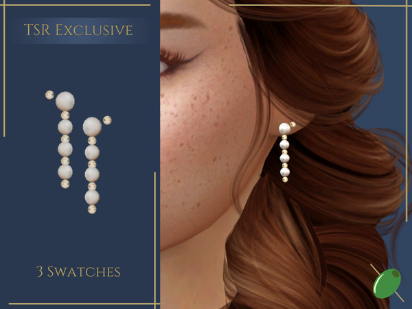 Sims 4 — Macie Earrings by Pitted0live — Metal bead and pearl drop earrings Custom catalog image