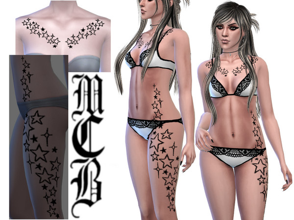 Sims 4 — Stars Chest Tattoo by MaruChanBe2 — Star tattoos for your cuties.