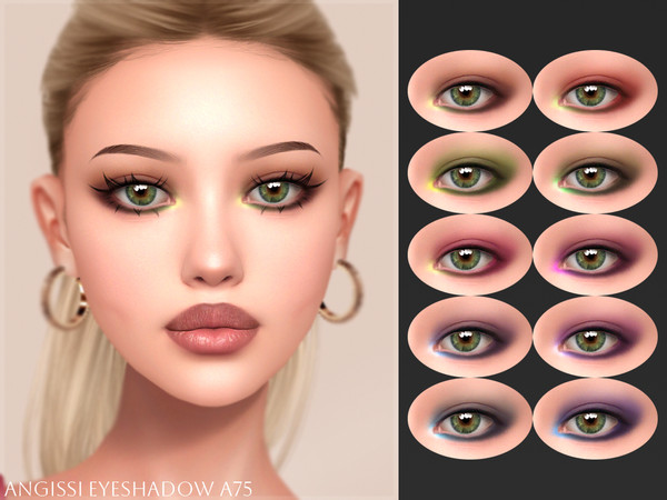 Sims 4 — Eyeshadow A75 by ANGISSI — PREVIEWS MADE USING HQ MOD 10 colors