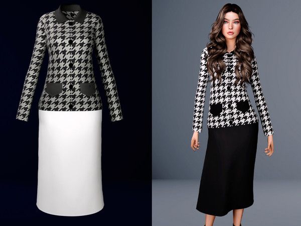 Sims 4 — _Hubble - classic coat and long skirt by _Hubble — Classic coat and long skirt in 3 colors