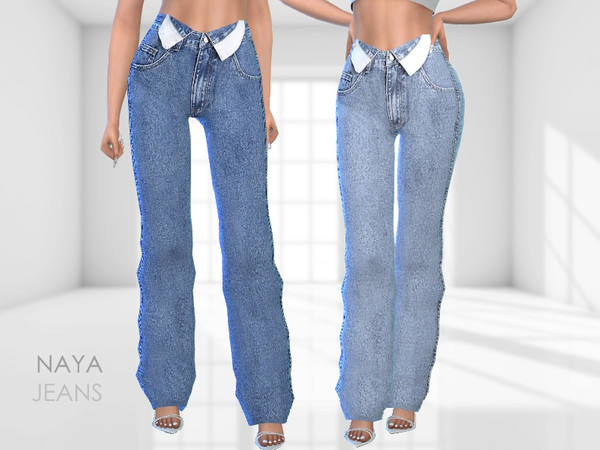 Sims 4 — Naya Jeans by Puresim — Denim jeans in 3 swatches