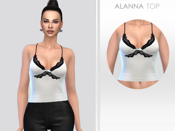 Sims 4 — Alanna Top by Puresim — White and black top for female sims.