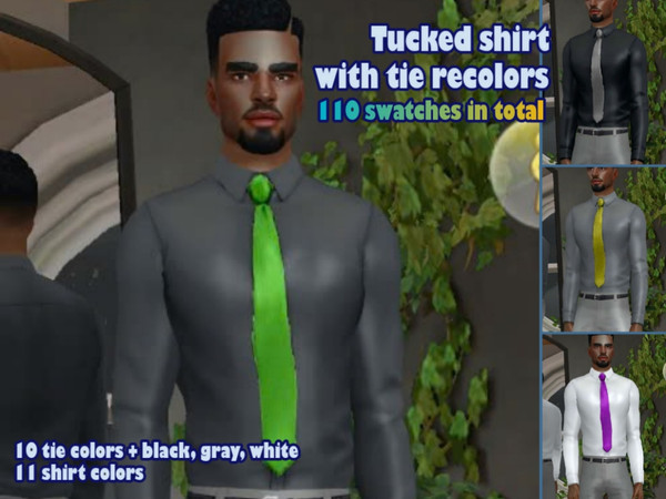 Sims 4 — Formal office tucked shirt with tie recolors by Edward59 — 110 swatches
