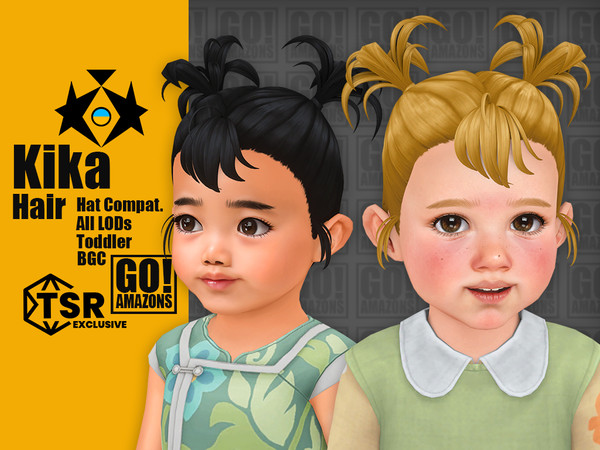 Sims 4 — Kika Hair by GoAmazons — Cute little pigtails with bangs for toddlers.
