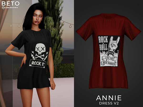Sims 4 — Annie (Dress V2) by Beto_ae0 — Feminine and casual rocker outfit, enjoy it