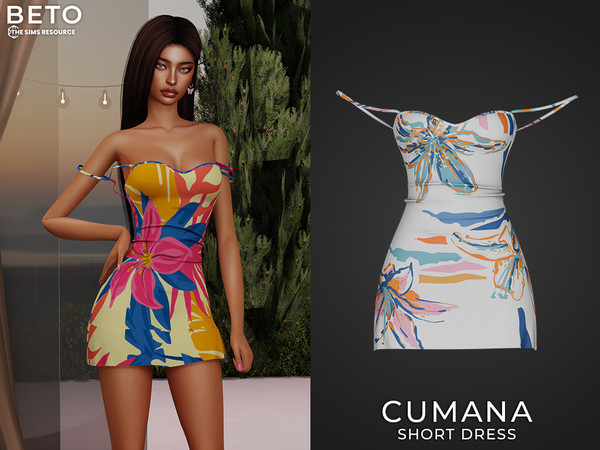 Sims 4 — Cumana (Short Dress) by Beto_ae0 — Summer dress with prints, Enjoy it