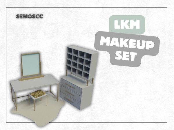 Sims 4 — [SCC] LKM Makeup stool by semoscc — A set of stool, storage and a table with mirror for your dedicated makeup