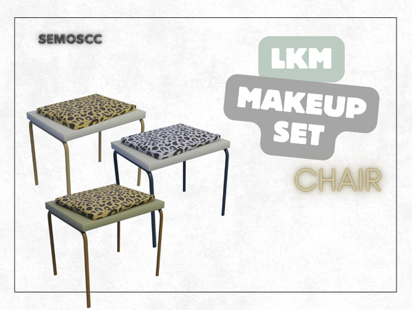 Sims 4 — [SCC] LKM Makeup Table by semoscc — A set of stool, storage and a table with mirror for your dedicated makeup