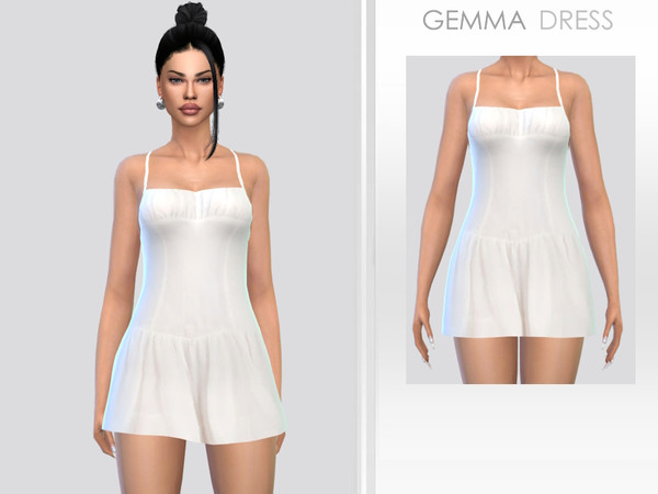 Sims 4 — Gemma Dress by Puresim — Casual white dress for female sims