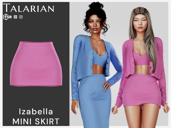 Sims 4 — Izabella Mini Skirt by talarian — Ribbed bodycon mini skirt with high waist and soft knit texture Part of a set