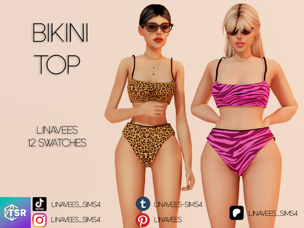 Sims 4 — LOGAN  - PRINT BIKINI TOP by linavees — New Mesh