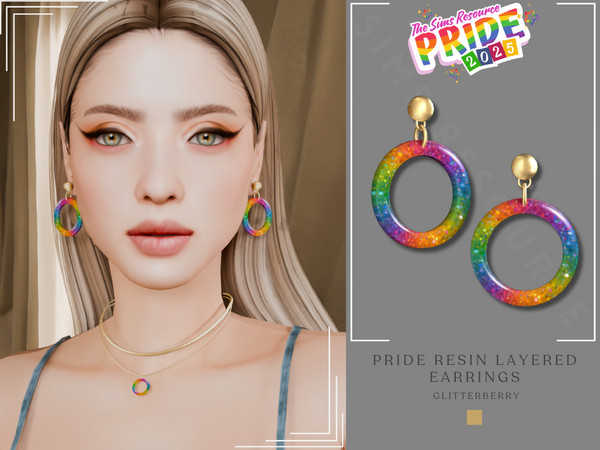 Sims 4 — Pride Resin Hoop Earrings by Glitterberryfly — A resin hoop rainbow earring for pride month