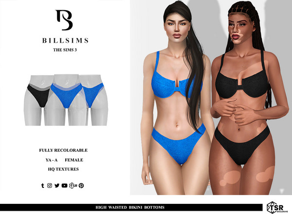 Sims 3 — High Waisted Bikini Bottoms by Bill_Sims — These bikini bottoms feature a crinkle material with a high waisted
