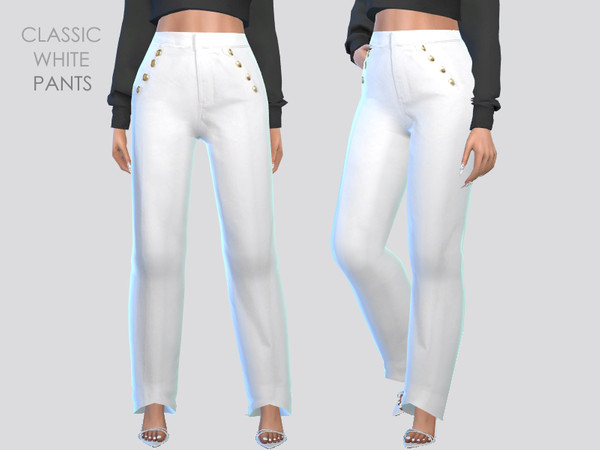 Sims 4 — Classic White Pants by Puresim — White pants for female sims.