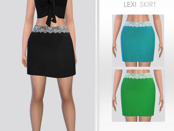 Sims 4 — Lexi Skirt by Puresim — Lace skirt in 3 swatches