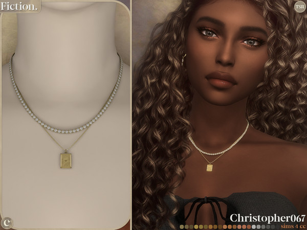 Sims 4 — Fiction Necklace by christopher0672 — This is a shimmering set of layered necklaces, with a textured heart
