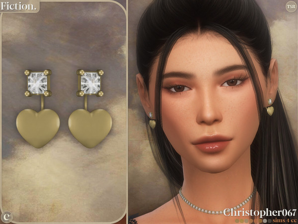 Sims 4 — Fiction Earrings by christopher0672 — This is a chic pair of ear jacket earrings with a big square diamond stud
