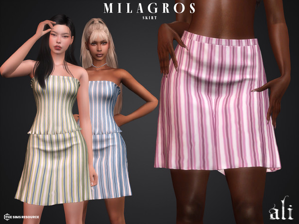 Sims 4 — MILAGROS skirt by ali1 — Striped Skirt