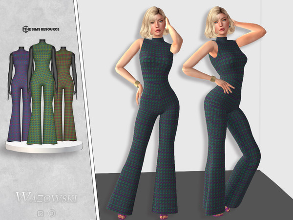 Sims 4 — Ariela Jumpsuit by _WAZOWSKI_ — All Texture Maps New Mesh 8 Colors HQ Compatible