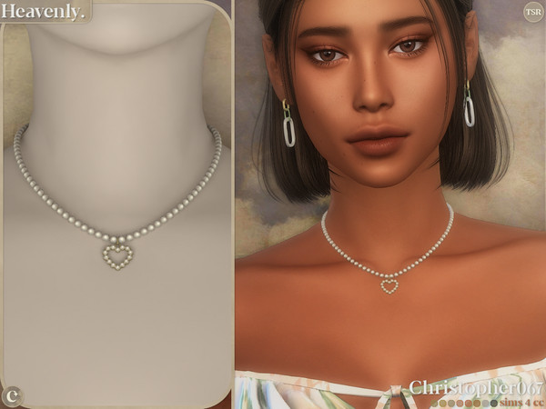 Sims 4 — Heavenly Necklace by christopher0672 — This is a super sweet pearl bead chain necklace with a pearl bead heart