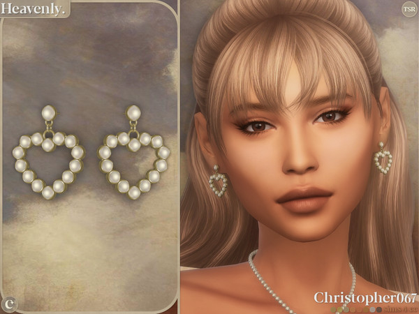 Sims 4 — Heavenly Earrings by christopher0672 — This is the most darling pair of pearl stud earrings with a dangling