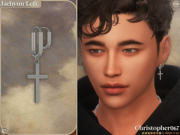 Sims 4 — Jaehyun Earrings - Left by christopher0672 — This is a minimal pair of thin oval-shaped hoop earrings with a