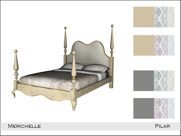 Sims 4 — Pilar Merichelle BedDouble by Pilar — Refined elegance with a shabby chic touch