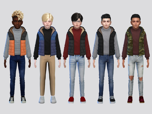 Sims 4 — Camper Puff Vest Boys by McLayneSims — TSR EXCLUSIVE
