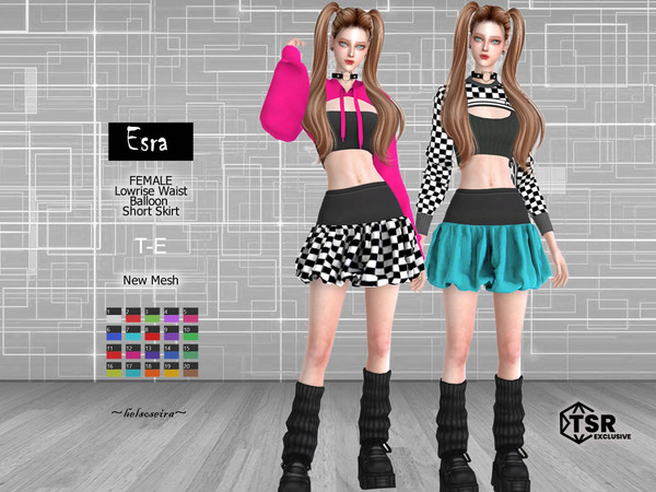 Sims 4 — ESRA - Balloon Mini Skirt by Helsoseira — Style - Low rise waist balloon mini skirt