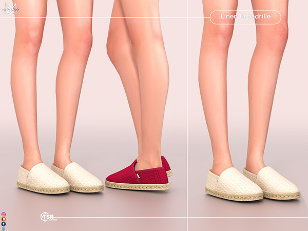 Sims 4 — Linen Espadrille S528 (Female) by Mermalade — New Mesh