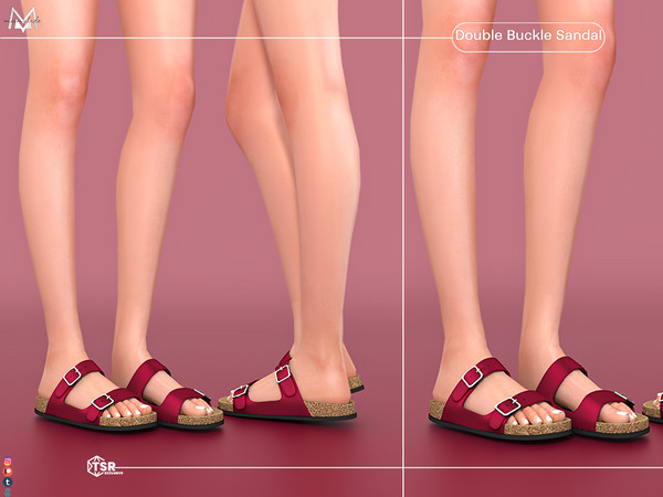Sims 4 — Double Buckle Sandal S532 (Female) by Mermalade — New Mesh